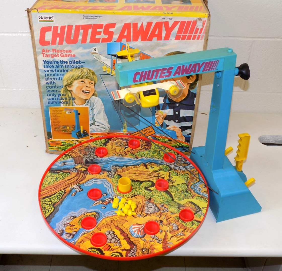 Vintage 1977 Chutes Away Air Rescue Target Game Gabriel Complete w/ Box