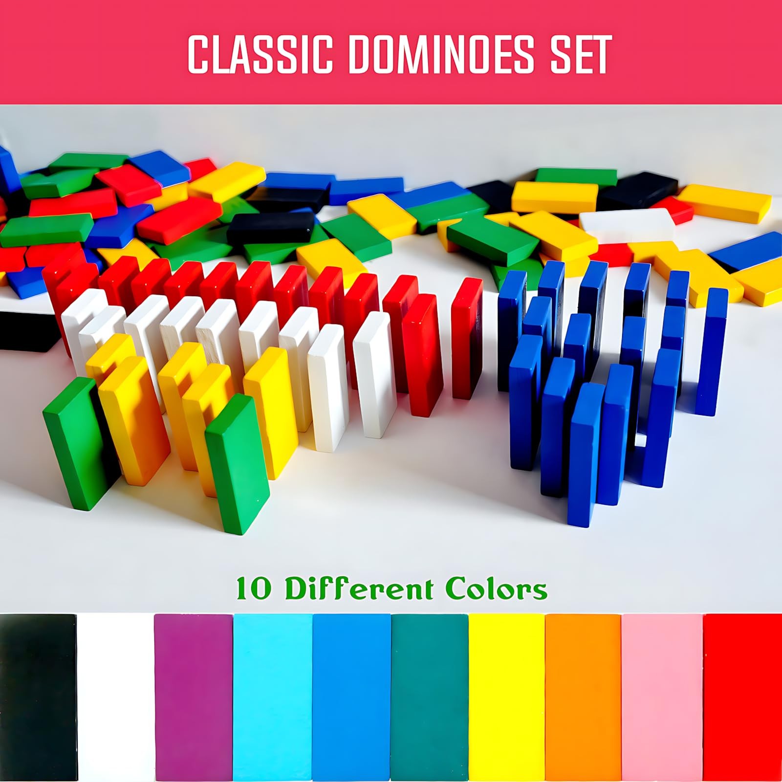 1200 Piece Dominoes Set for , Colorful Dominos Tiles for Building, Stacking, …