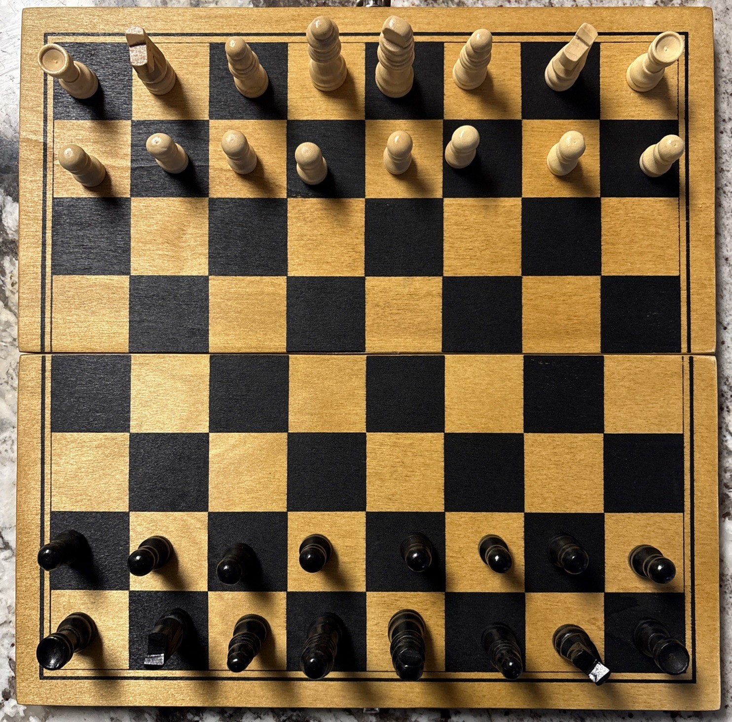 Wooden Chess, Checkers & Backgammon – Portable Three in One Combination Game Set