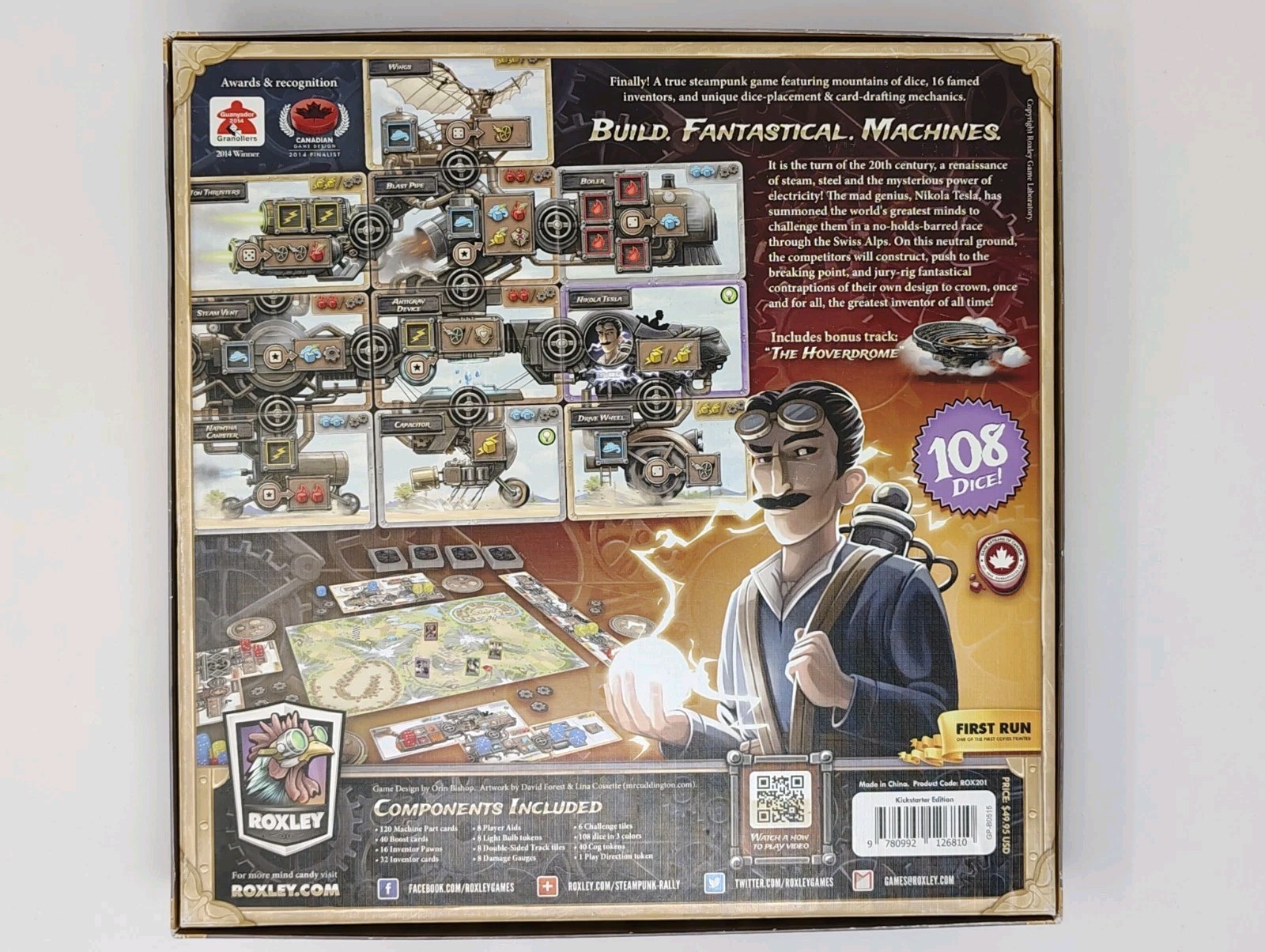 Steampunk Rally Board Game Build Fantastical Machines 2014 Includes Metal Cogs