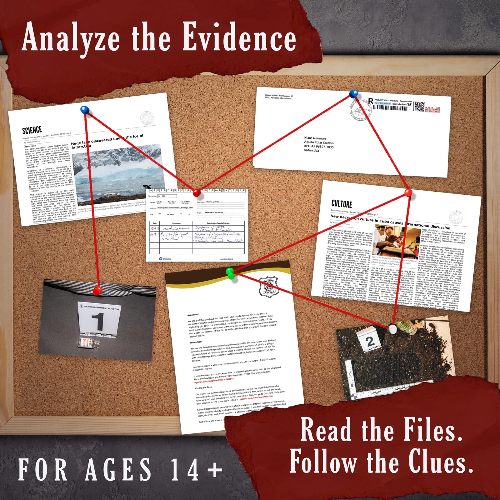 , Death in Antarctica, Case File Game for 1+ Players, Ages 14 and Up