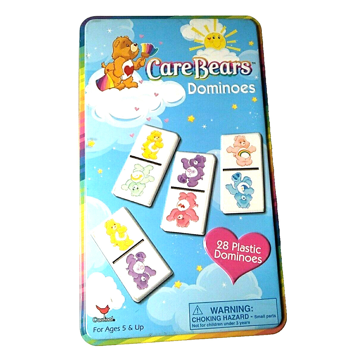 Care Bears Domino Game In Collectible Tin Box 28 Piece Colorful Dominoes 2003