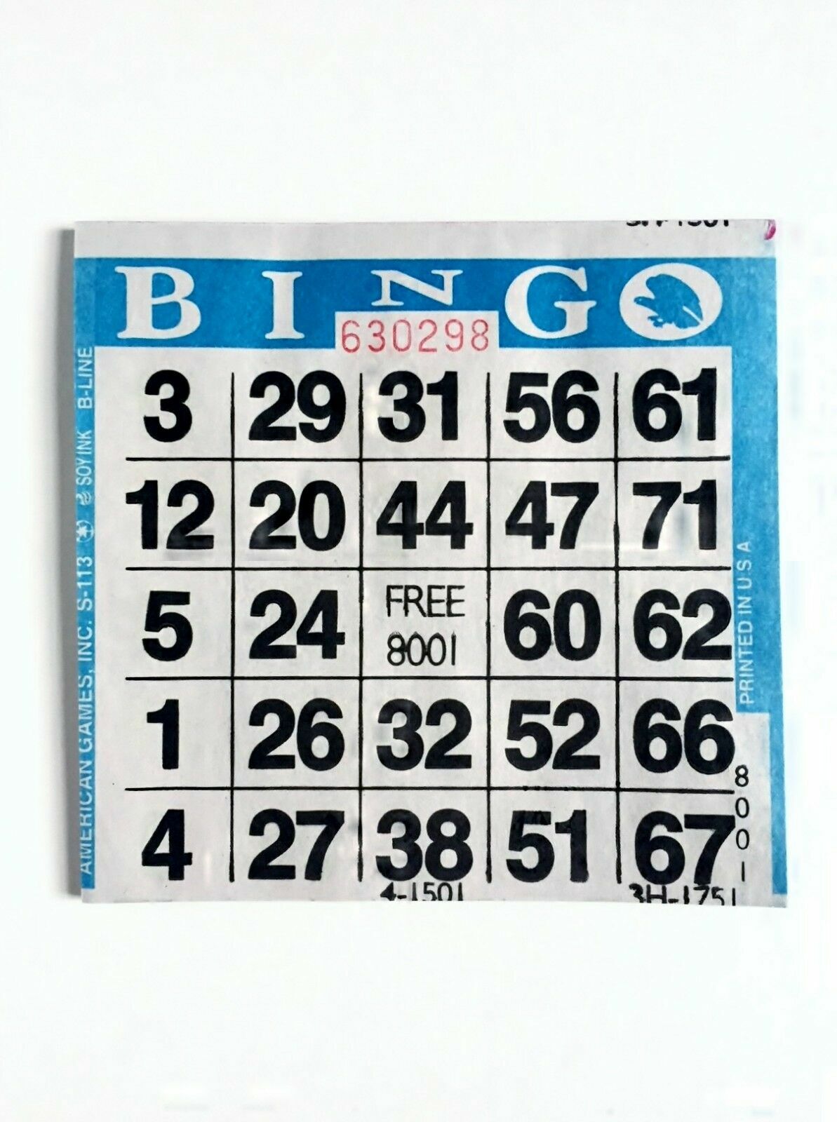 1 on Single Face Bingo Paper Cards- Pack of 500- Color Blue Border