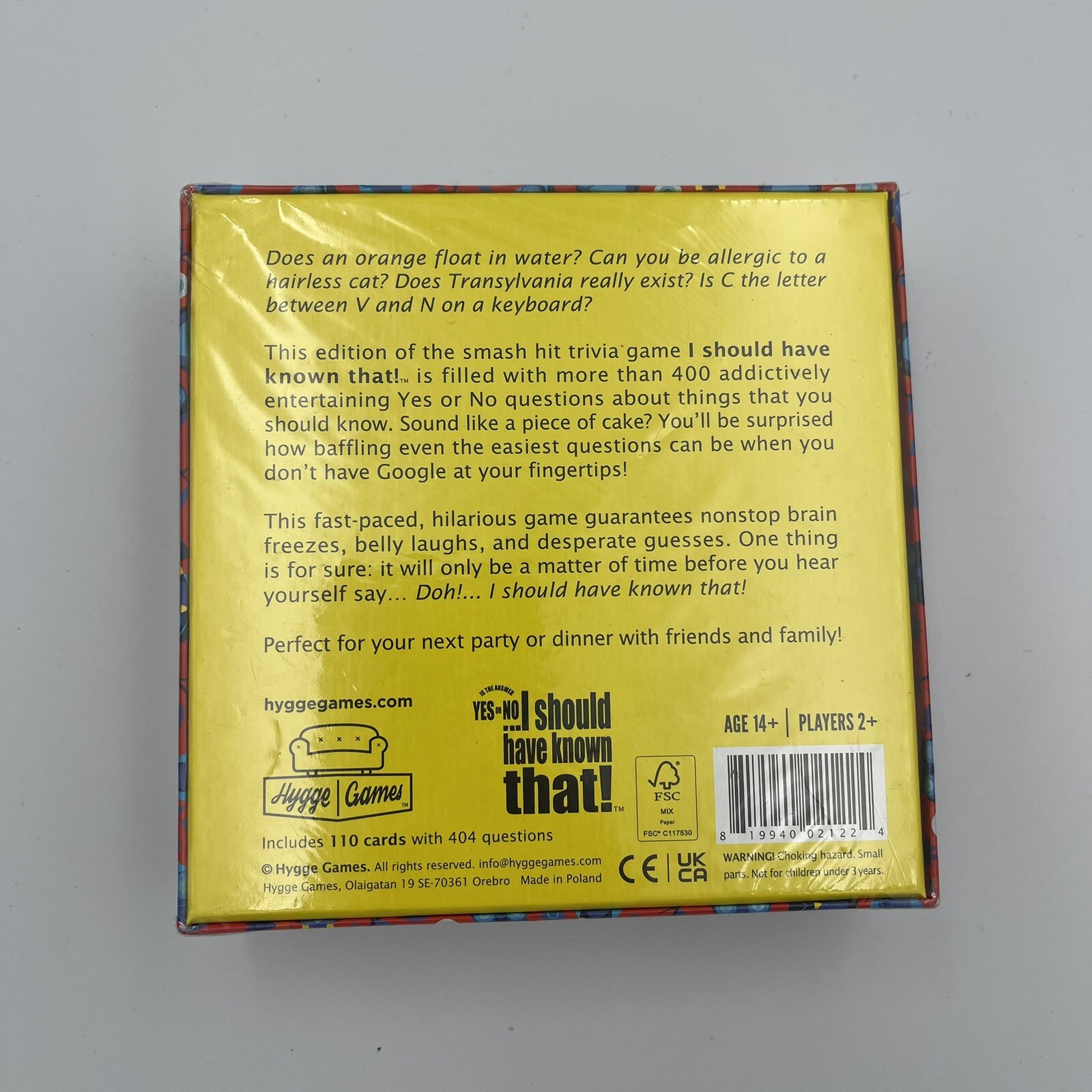 I Should Have Known That Trivia Game Yes or No Edition by Hygge Games, Red, Box