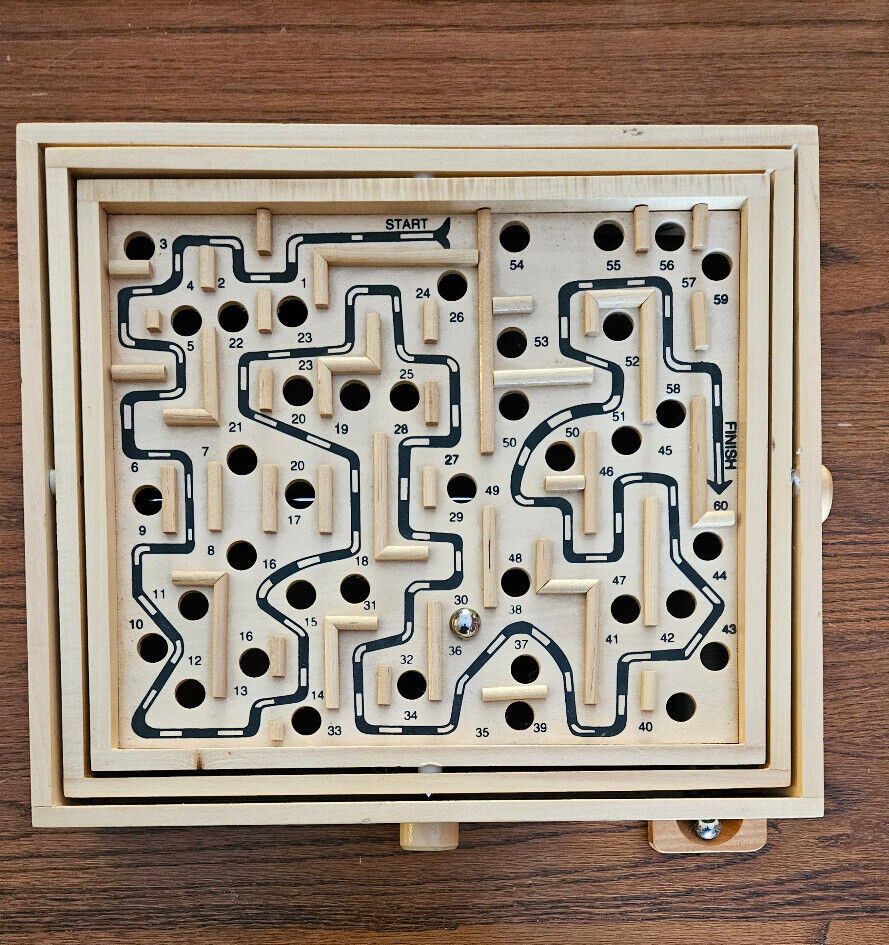 STERLING Games Large Wooden Labyrinth 13.5 x 13 Marble Ball Tilt Maze Wood