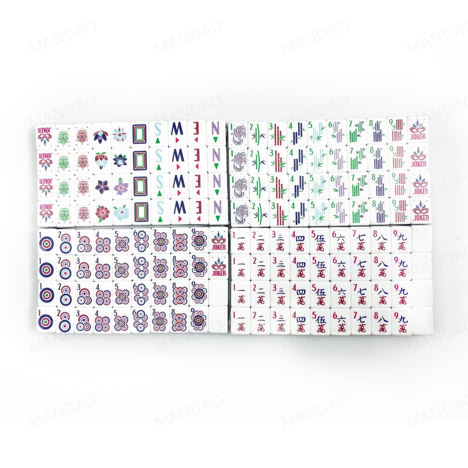 NEW! Vibrant Layered Mahjong Tiles – Full American Set 160Tiles – Gray-blue