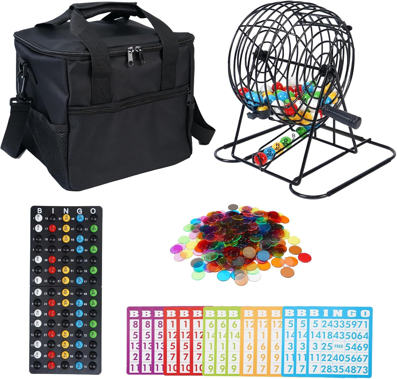 Deluxe Bingo Game Set with Laser Engraved Balls & 300 Chips – Includes 8″ Metal
