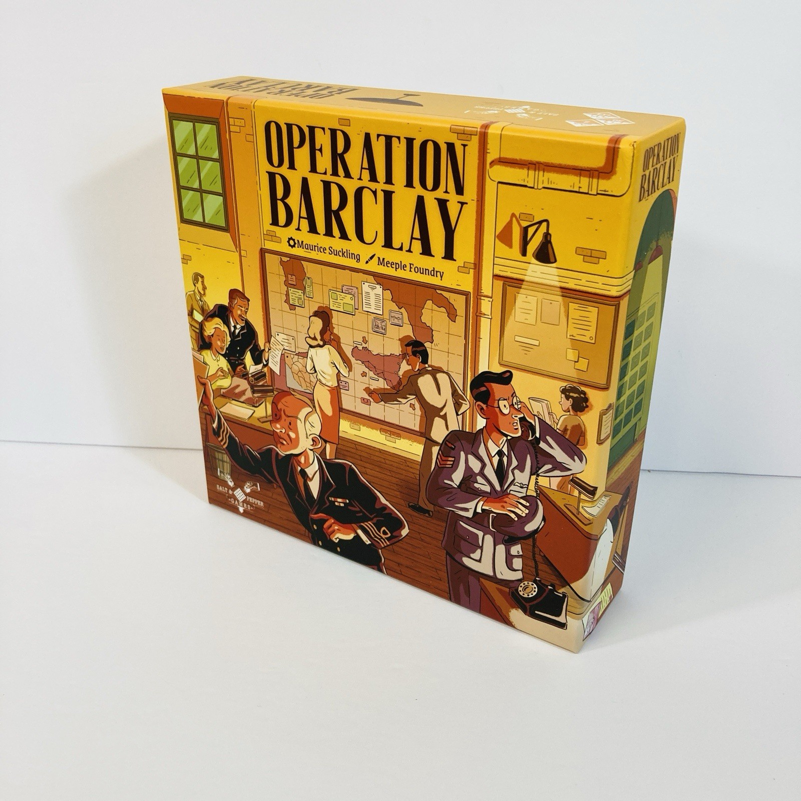 OPERATION BARCLAY BOARD GAME + ACRYLIC TILES english & spanish salt & pepper EUC