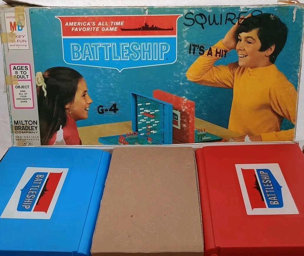 VTG 1971 Battleship Board Game Blue Red Has Box Damage Missing One Battle Ship