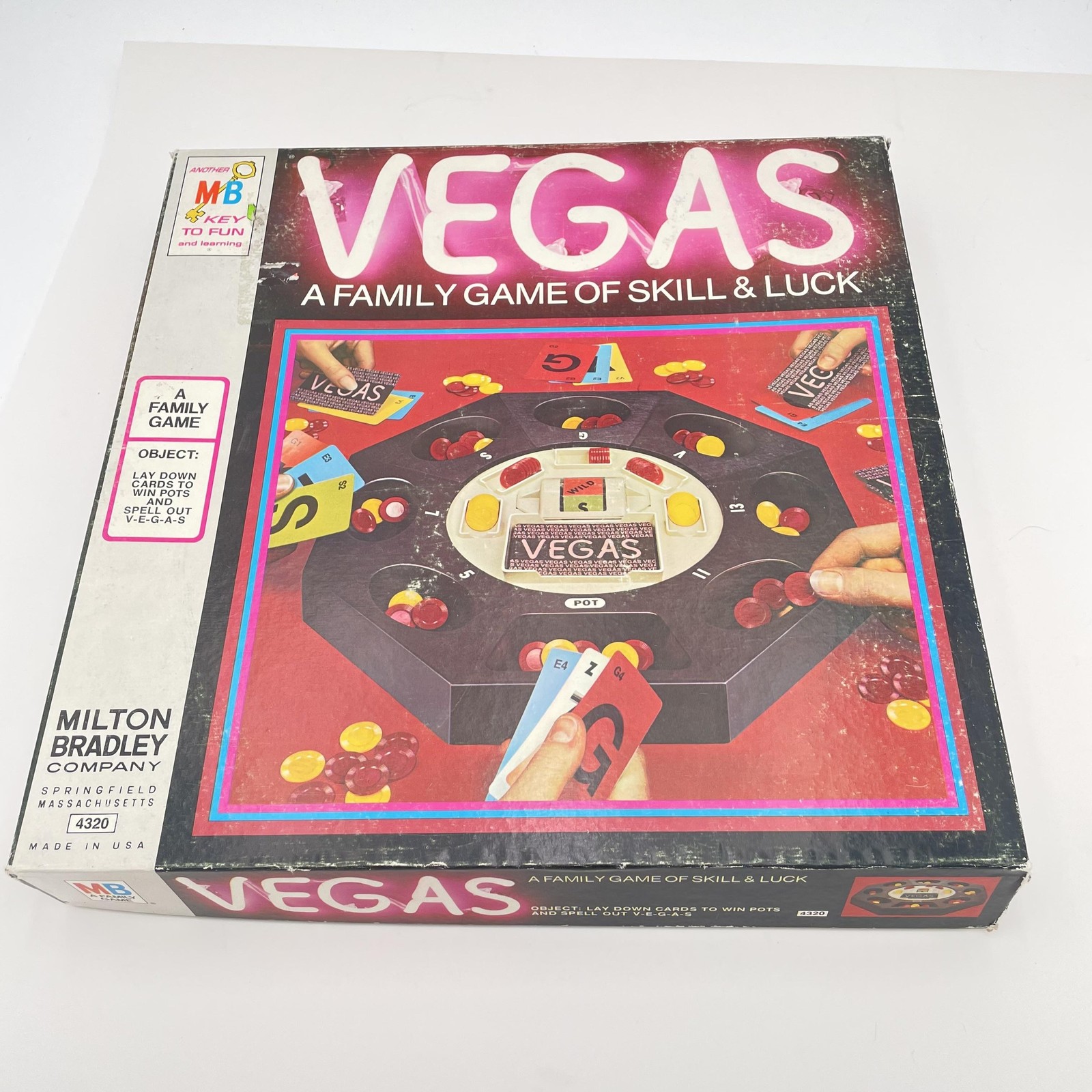 Milton Bradley MB Vegas Board Game 4320 Family Skill & Luck Cards Chips USA