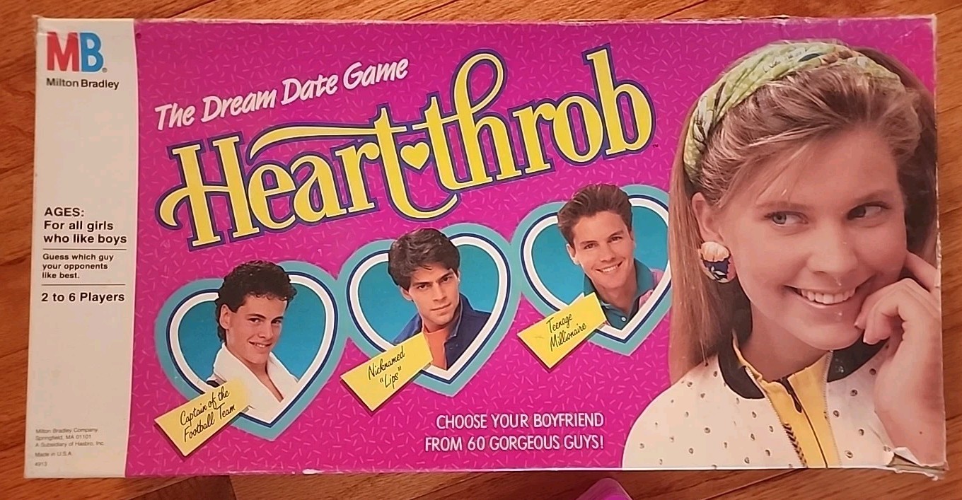 Vintage 1988 Milton Bradley Heartthrob The Dream Date Board Game Heart Throb