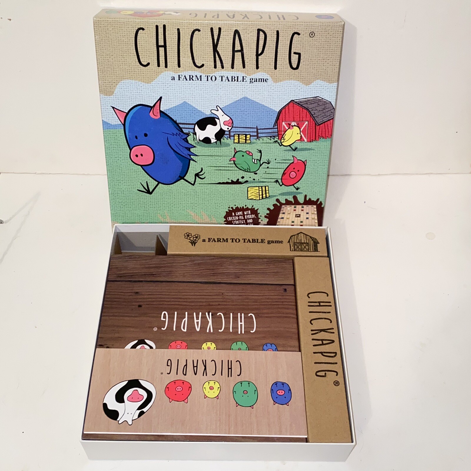 Buffalo Games Chickapig A Farm To Table Game Ages 8+ Family Board Game Complete