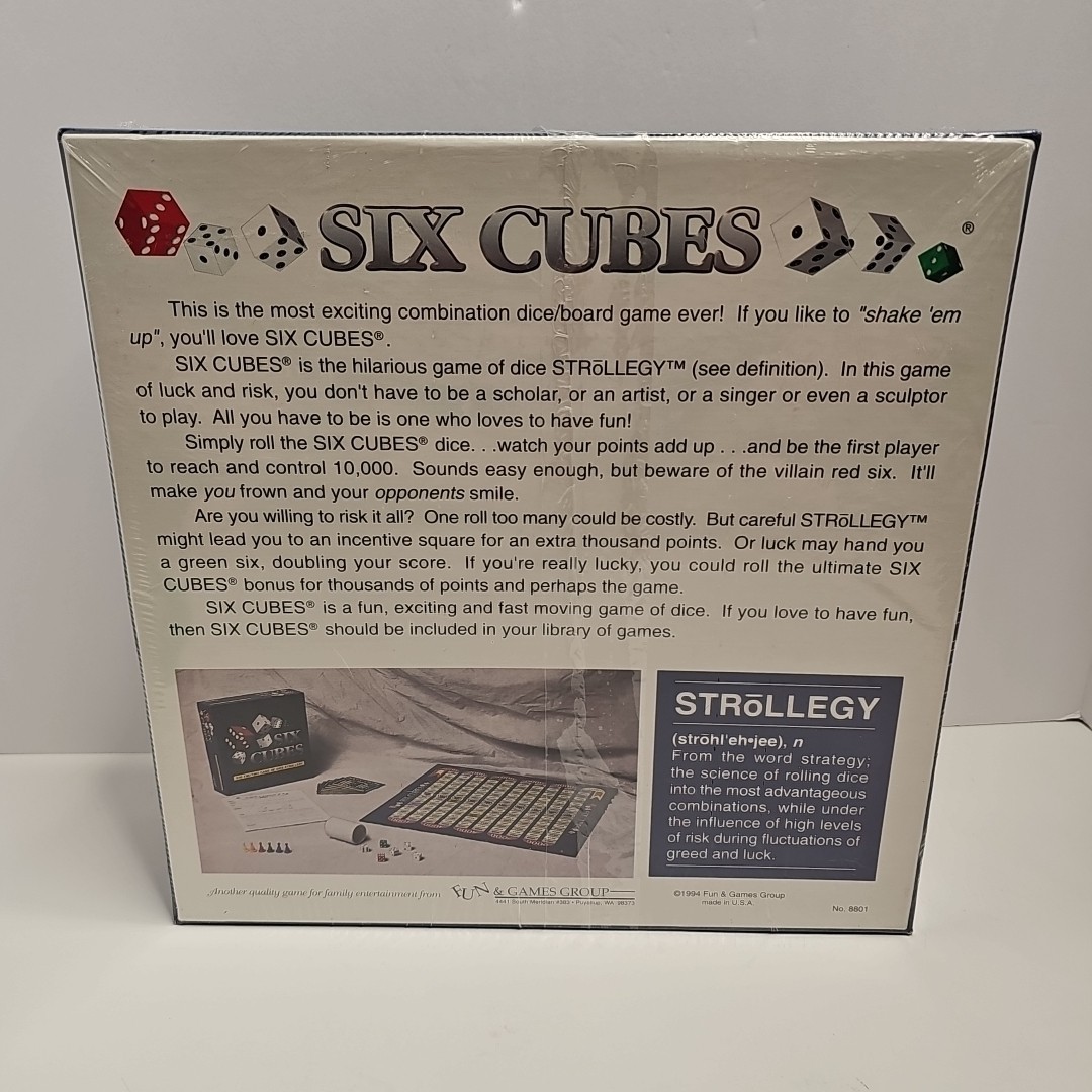 SIX CUBES Dice Board Game 1994 Ages 10+ Players 2+ New