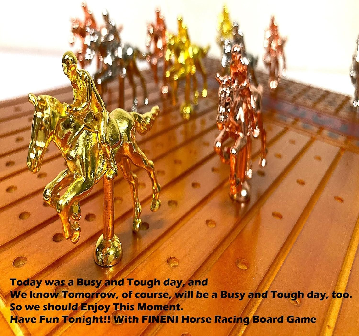 Horse Racing Game for Adults – 11 Luxurious Metal Horses (Silver, Black, Rose Go