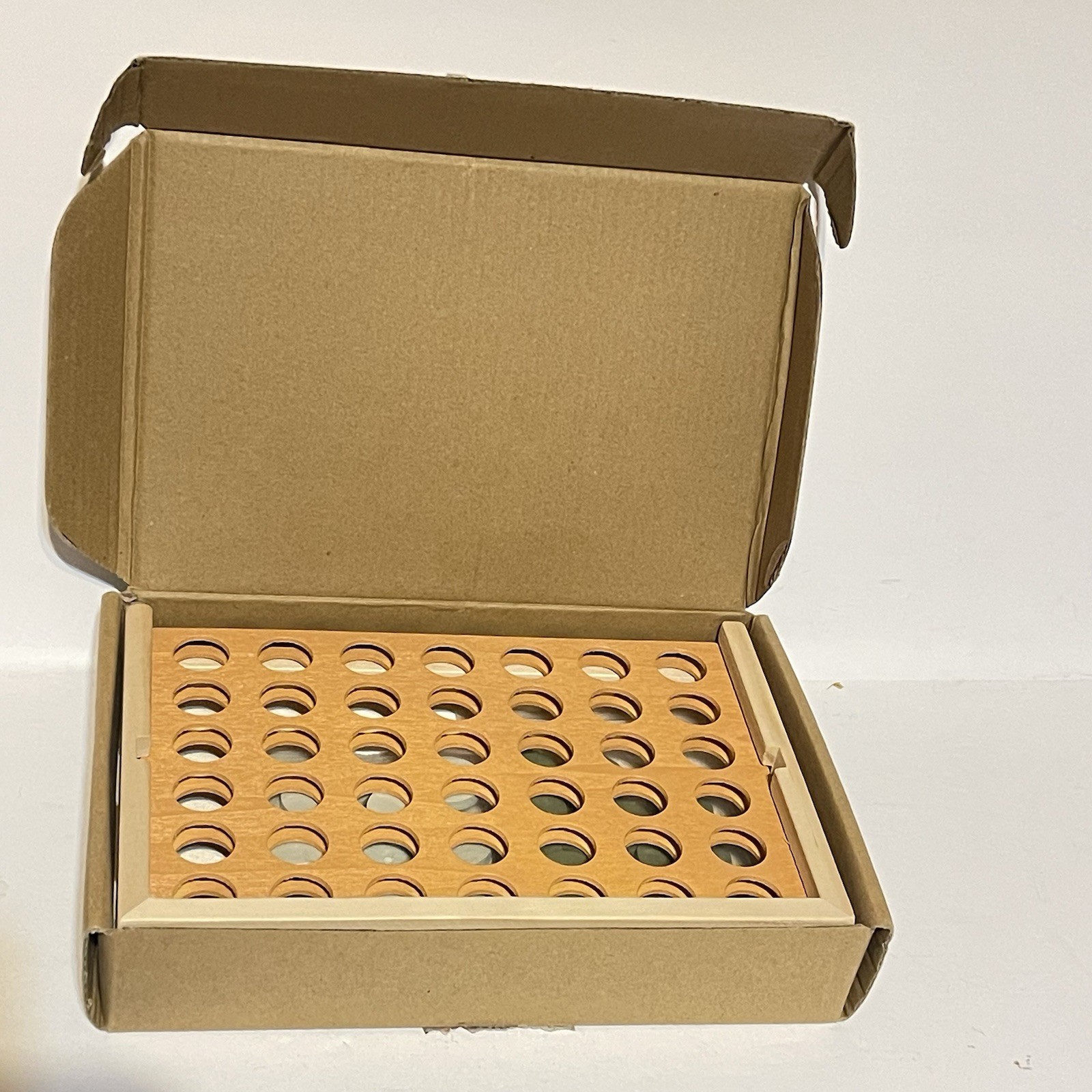 Portable Connect Four Board Game Wood Travel Size No Instructions