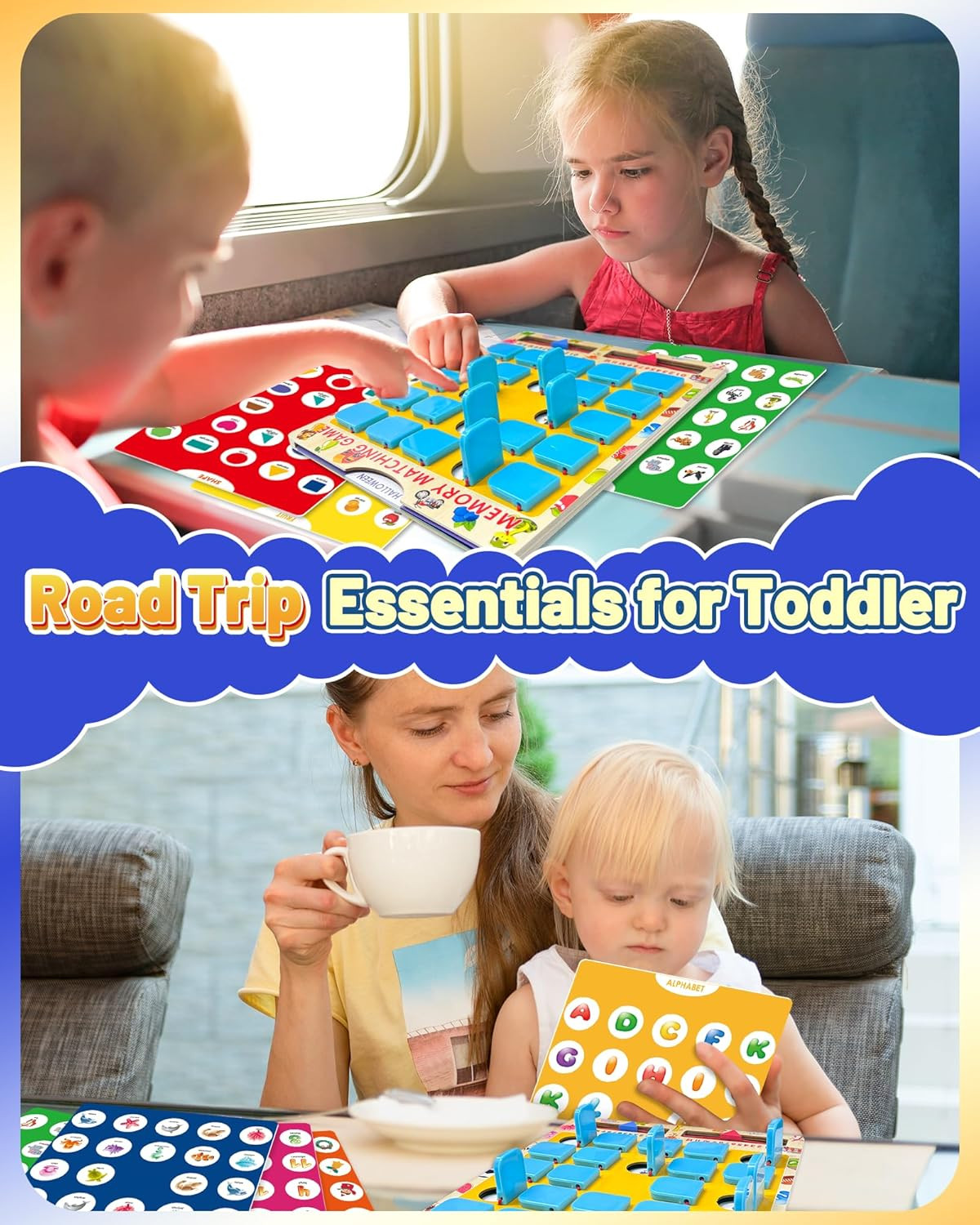 Matching Memory Game for Kids Ages 3-5 4-8, Board Games for 4-6, Car Airplane Ca
