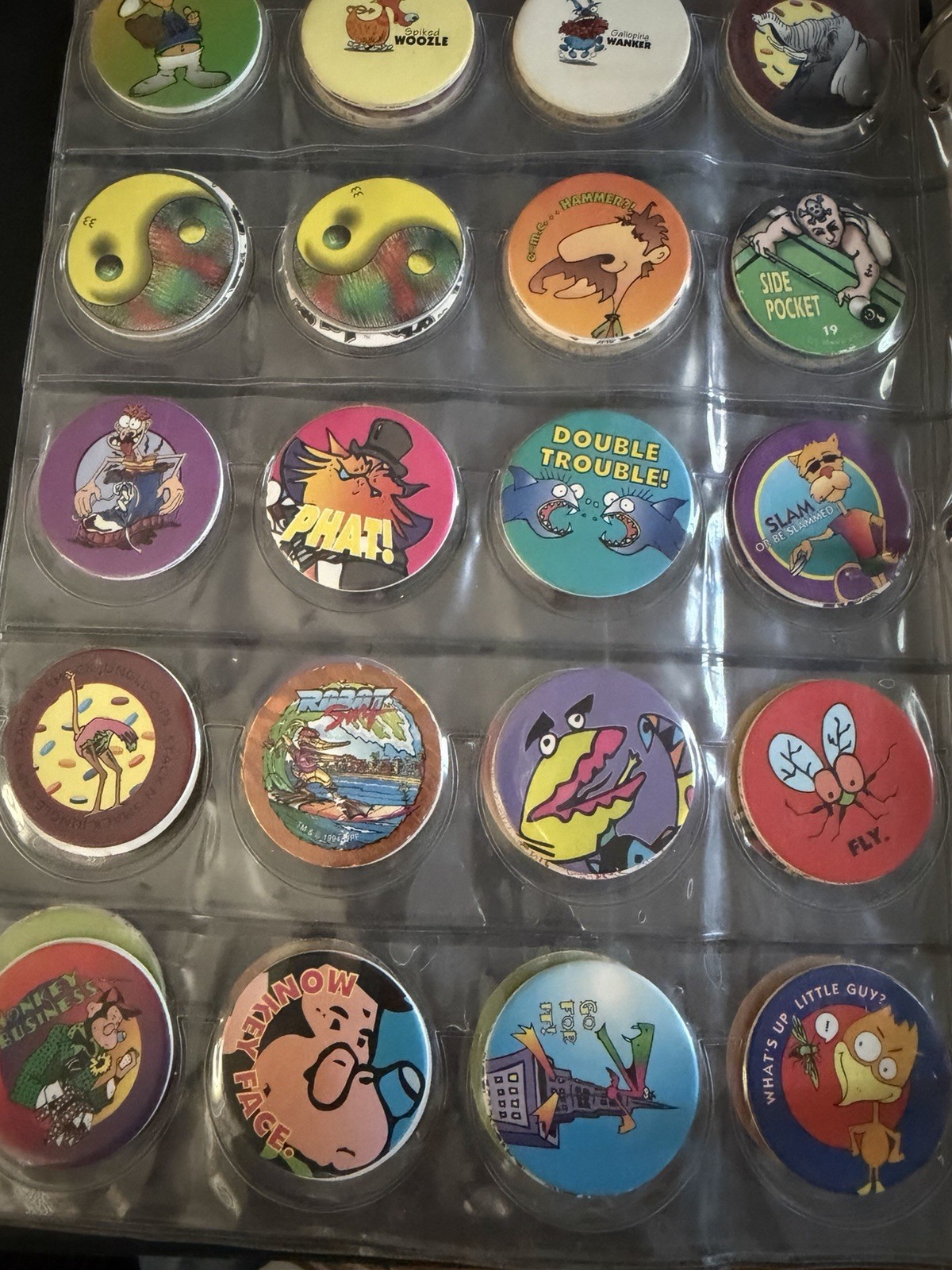1990s Original 299 POGS & 10 Slammers/Game Boards/Notebook/Plastic storage box