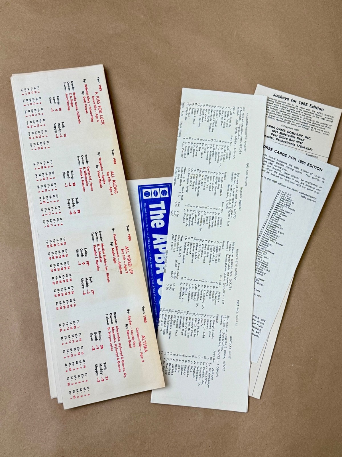 Vintage APBA American Saddle Racing Game Cards – Complete 1983 Racing Season