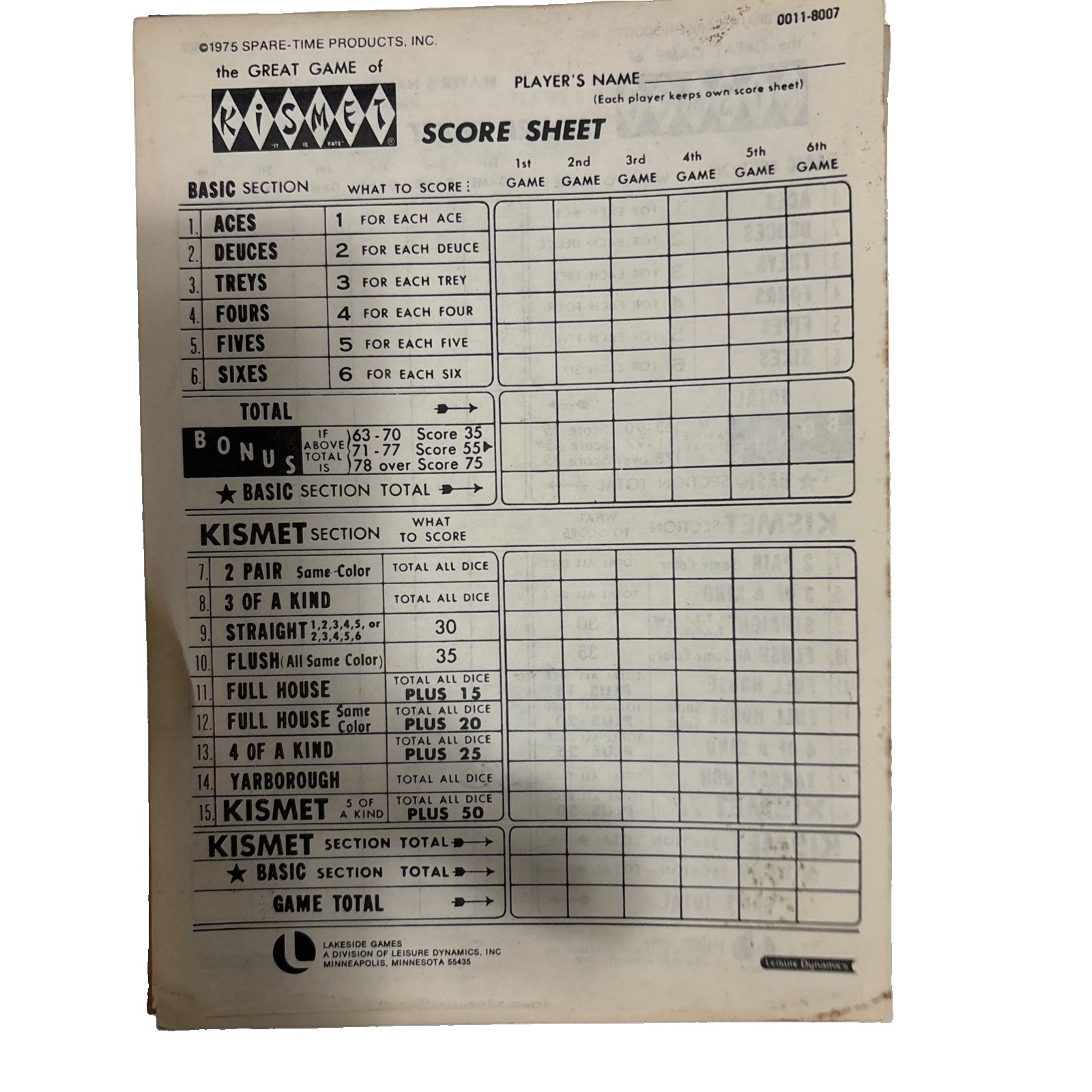 Kidmet Score Pads Set Of 4 1975 Vintage Old Stock Lakeside Sheets Only