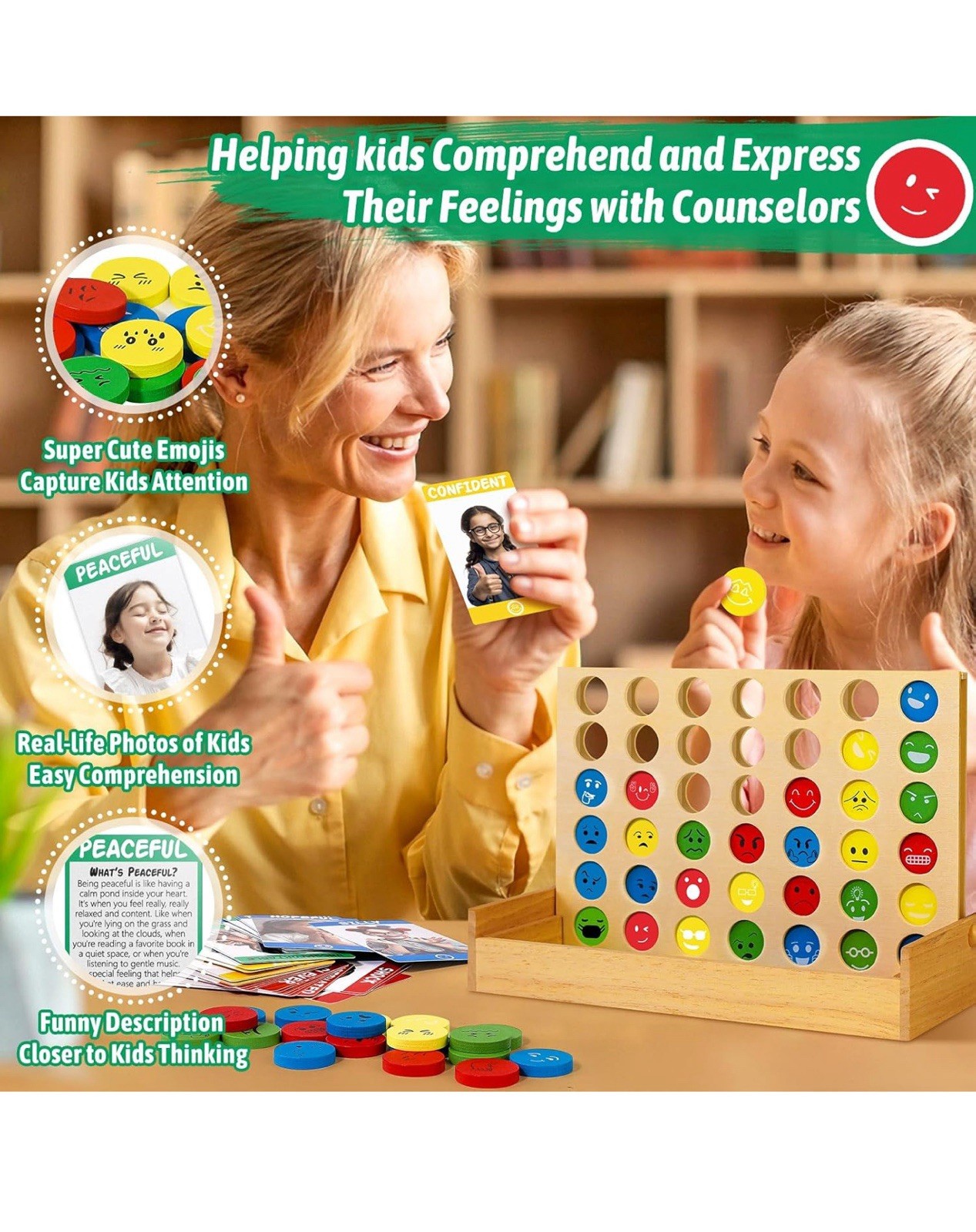 Social Emotional Learning Therapy Games for Kids, w/56 Emotion Cards, Connect…