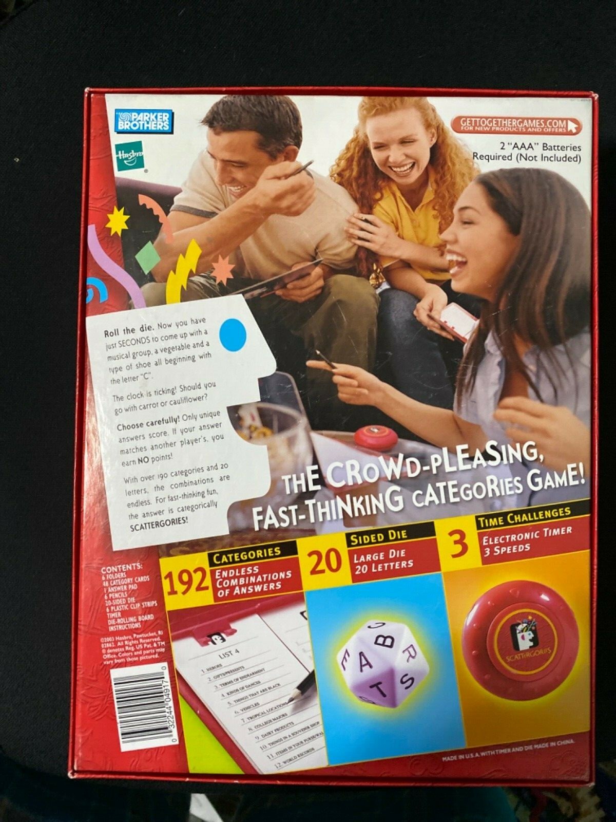 SCATTERGORIES GAME 2003 Edition