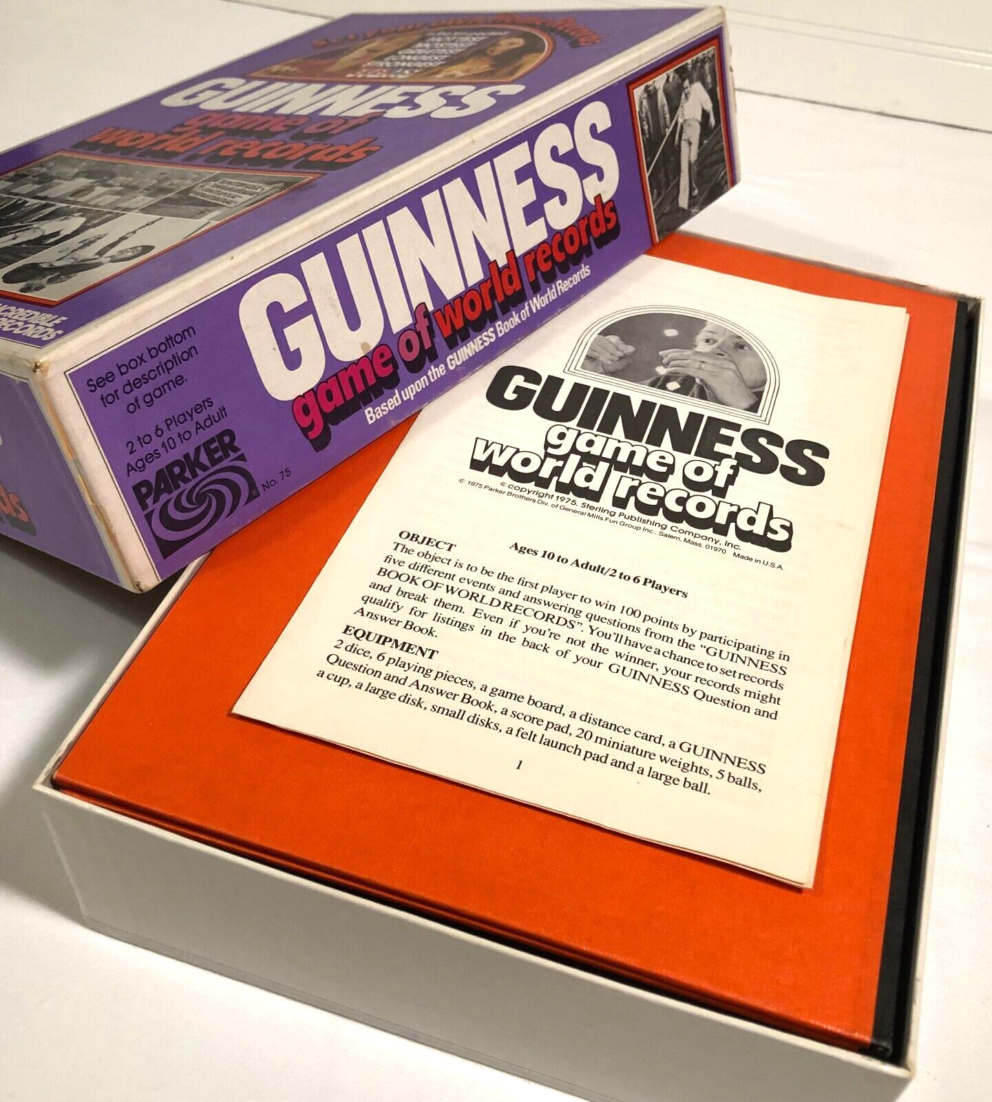 Guinness Game of World Records 1975 VTG Parker Brothers #75 Sterling Publishing