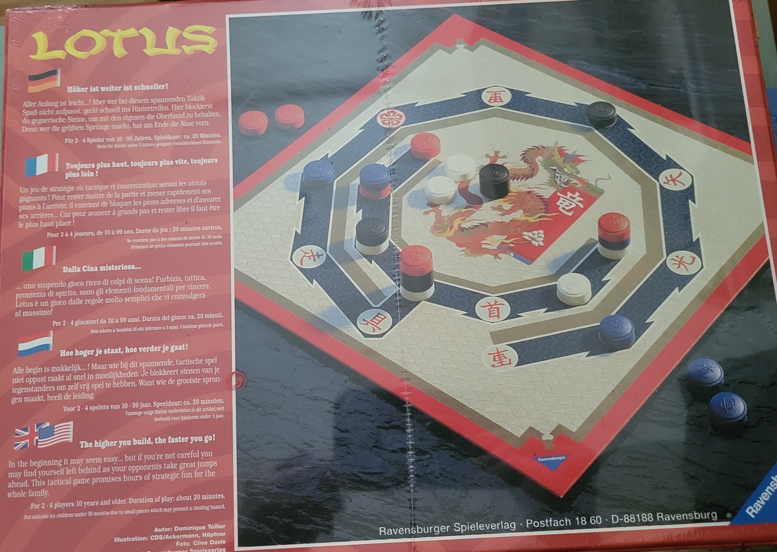 Ravensburger Lotus Chinese Dragon Strategic Vintage Board Game Collectible