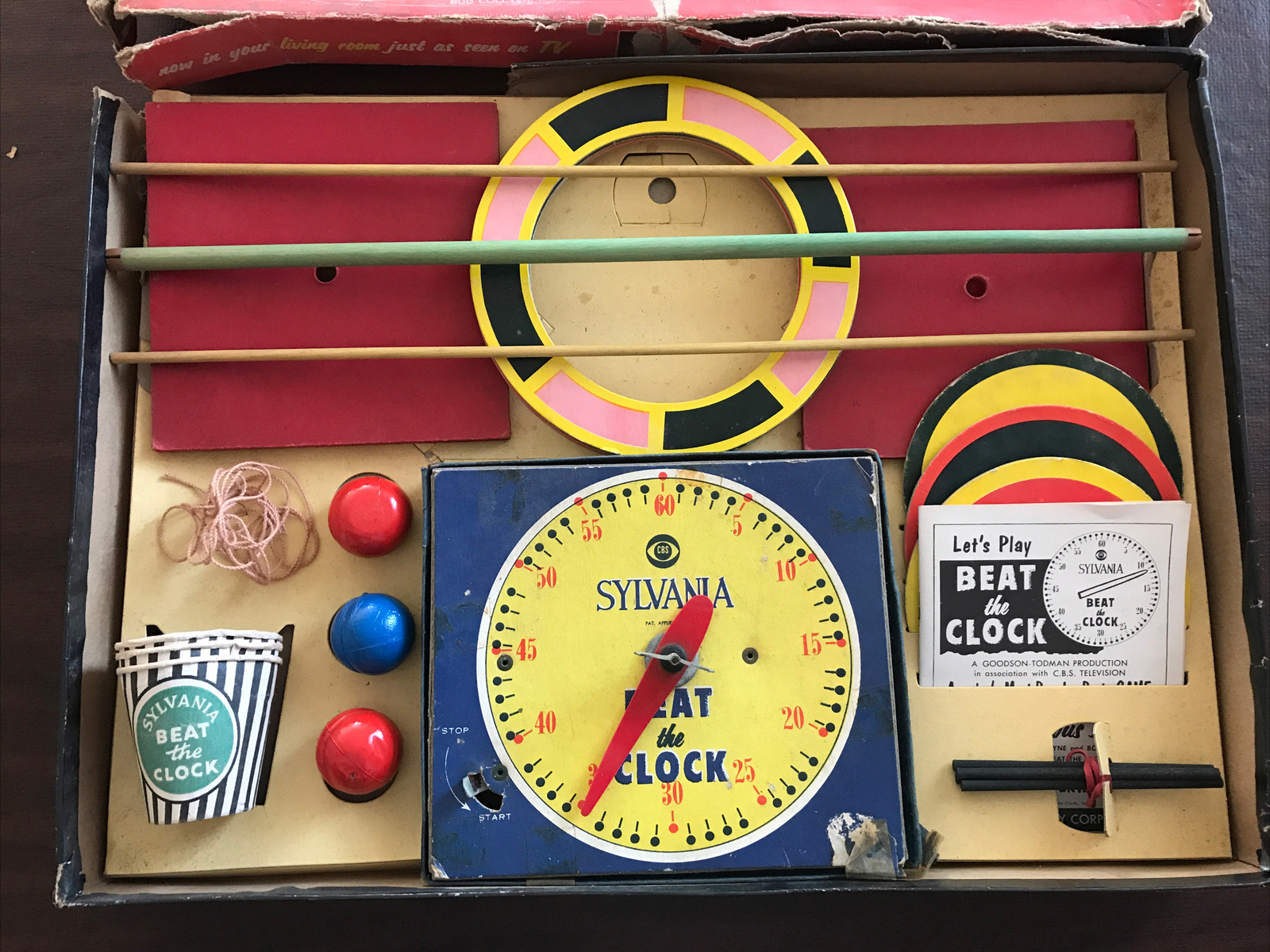 Vintage CBS BEAT THE CLOCK Sylvania Board Game 1954 Lowell Toy Corp Bud Collyer