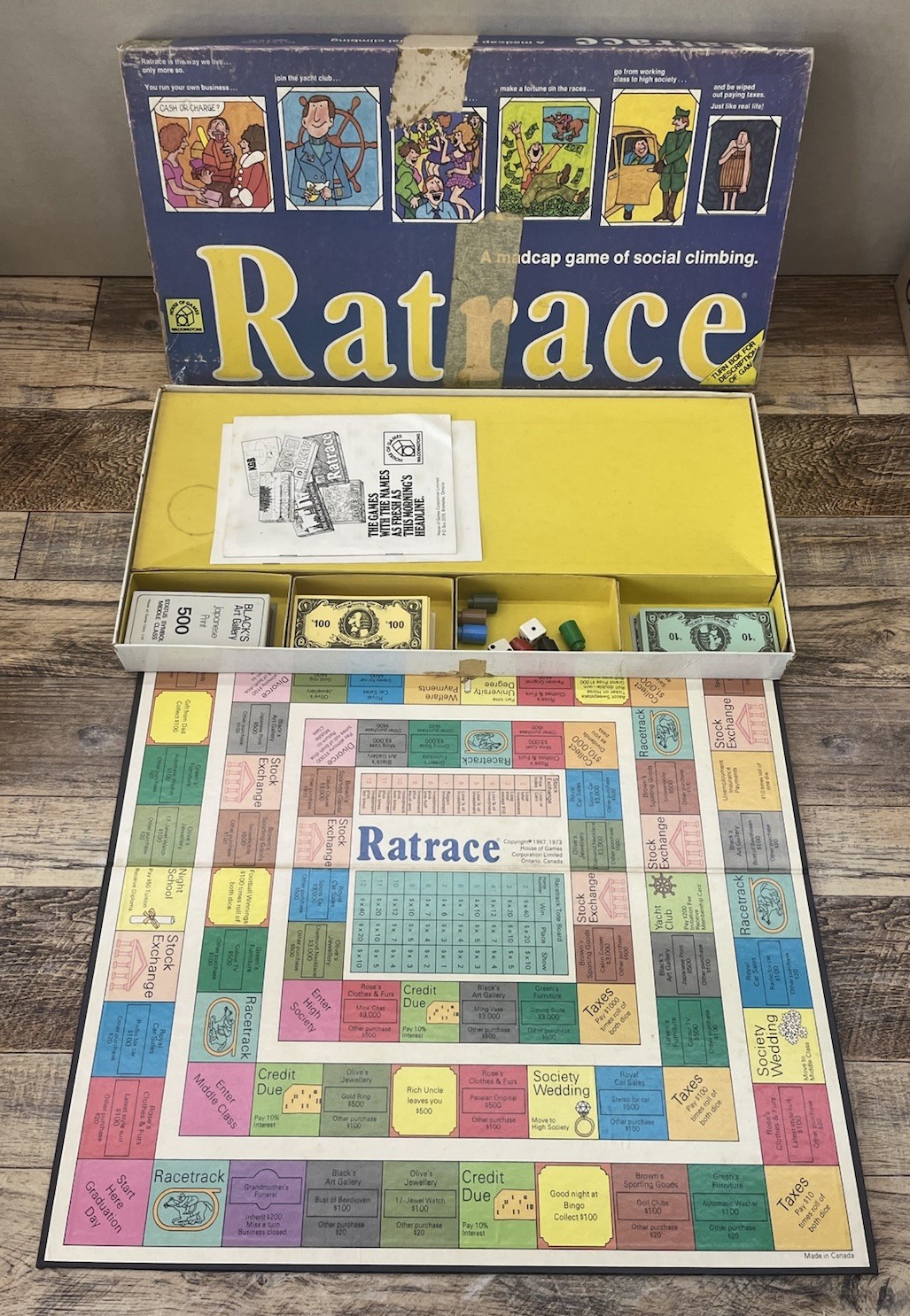 Vintage Ratrace Board Game 1973 Waddingtons House of Games Social Climbing