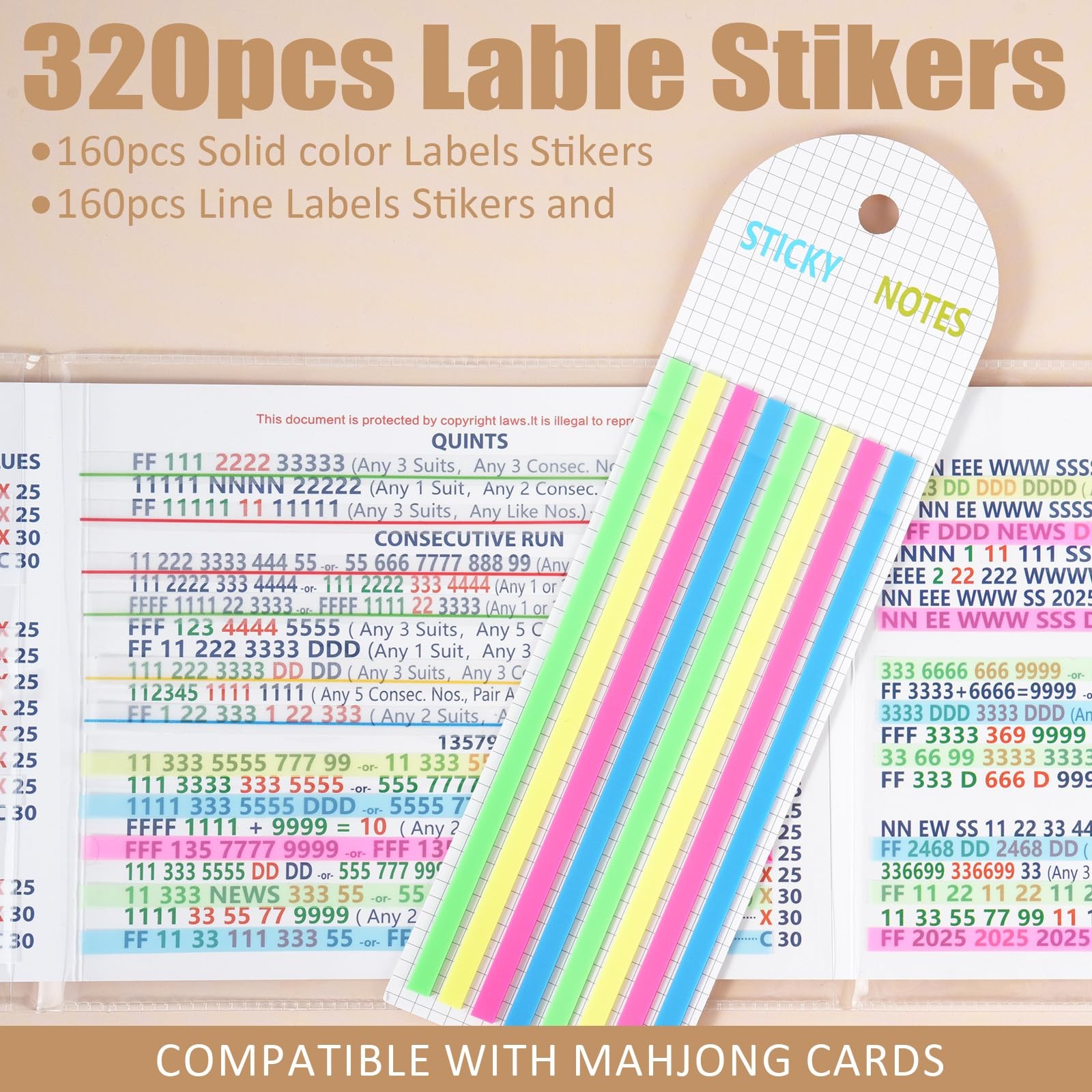320 pcs Mahjong Card Line Finder Highlighter Tape, Mahjong Line Highlighter S…