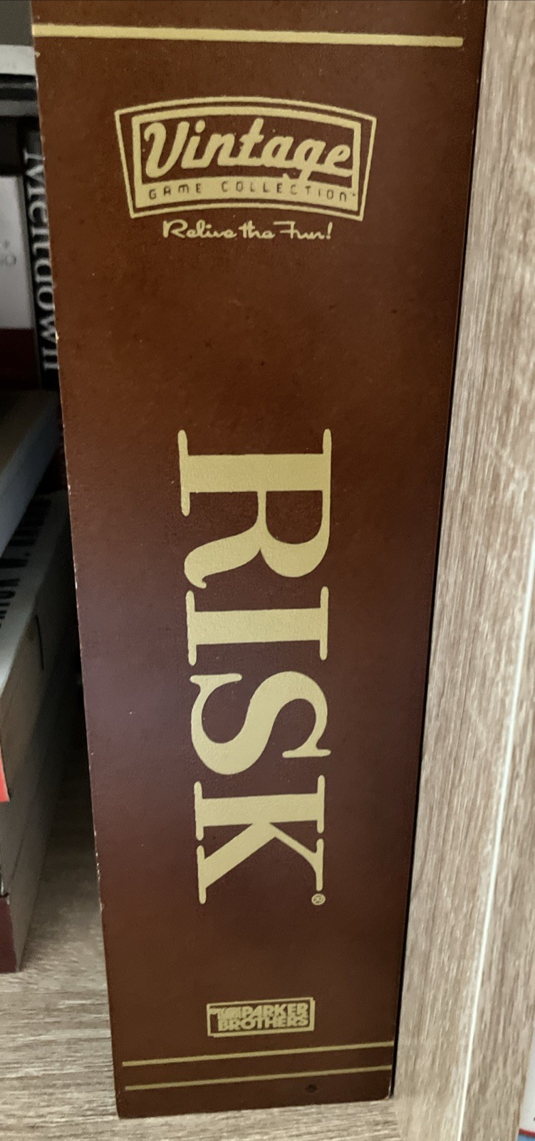 “RISK” ~ VINTAGE GAME COLLECTION ~ WOODEN BOOKSHELF BOX ~ PARKER BROTHERS