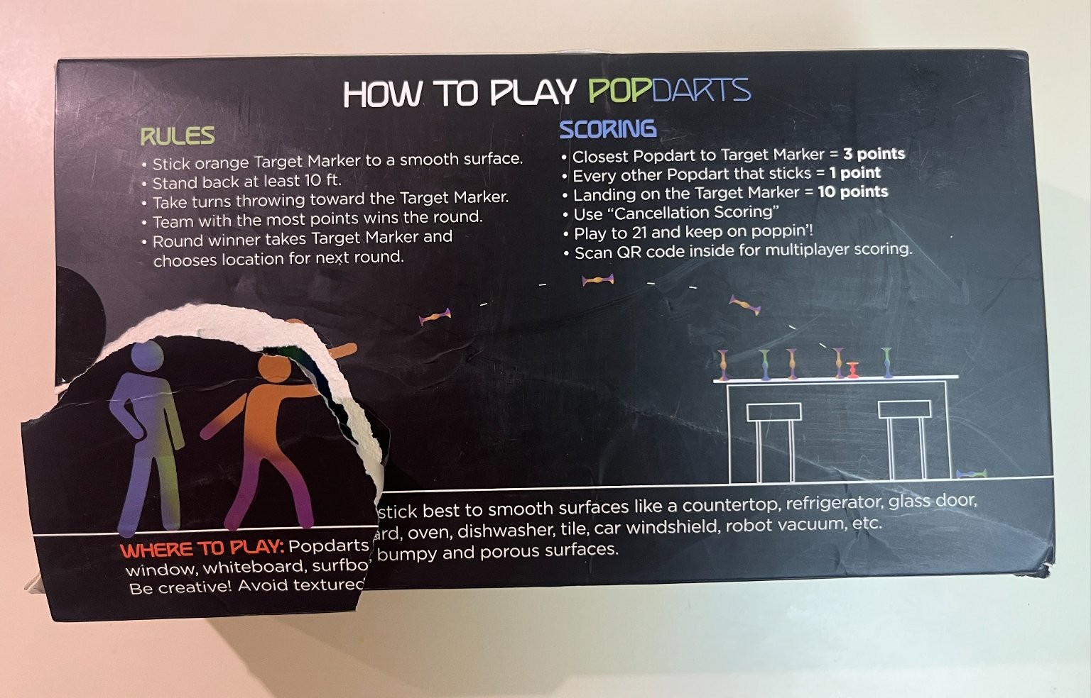 Pop Darts Pro Pack, Indoor Outdoor Tossing, Family Game, Damaged Box, READ