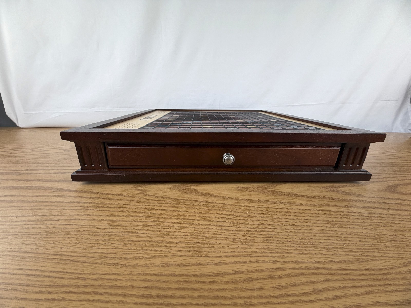 Scrabble Heirloom Edition with Rotating Solid Walnut Cabinet Turntable Open Box