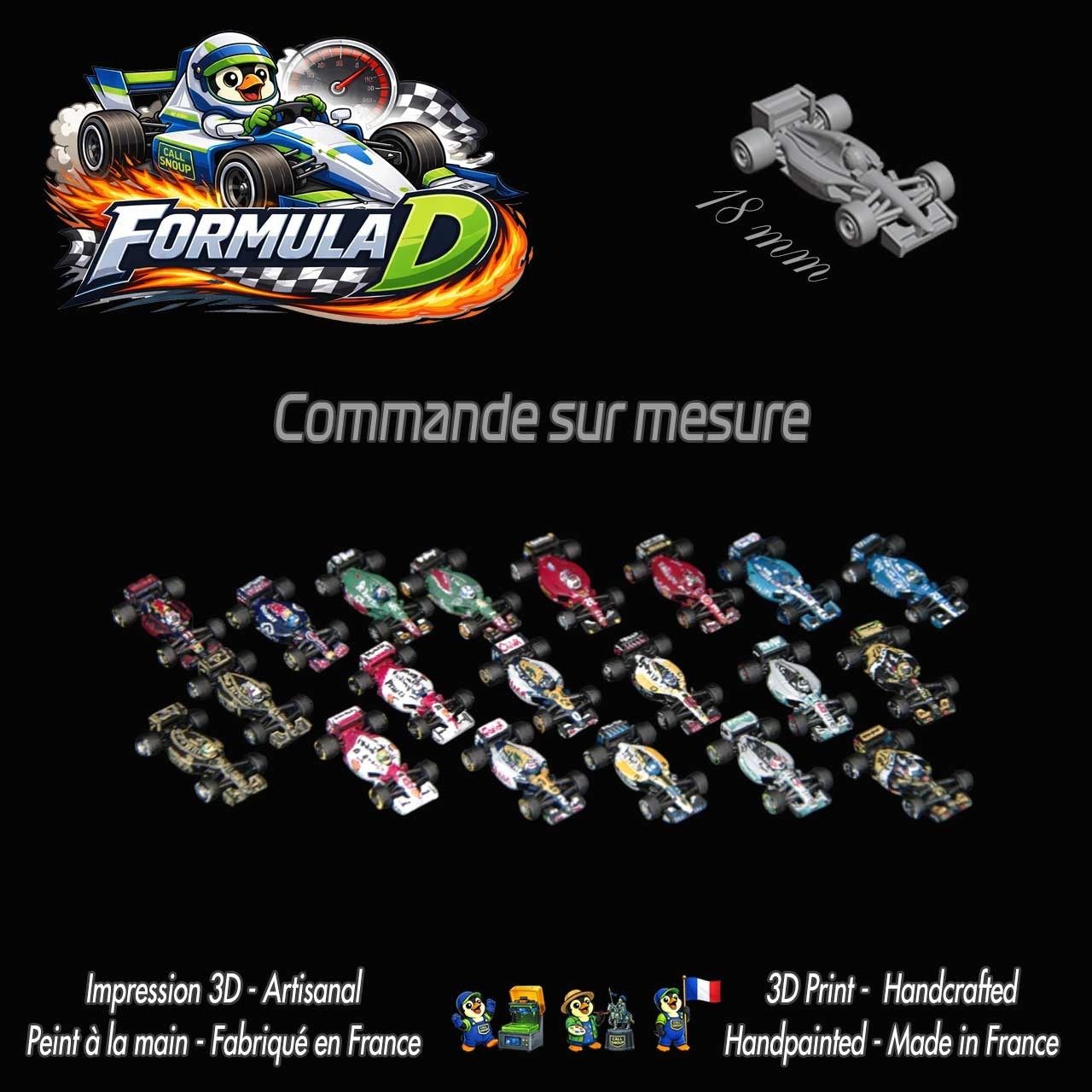 10 miniatures de Formule 1 – Formula D / Formule Dé (F1 18mm unpainted)