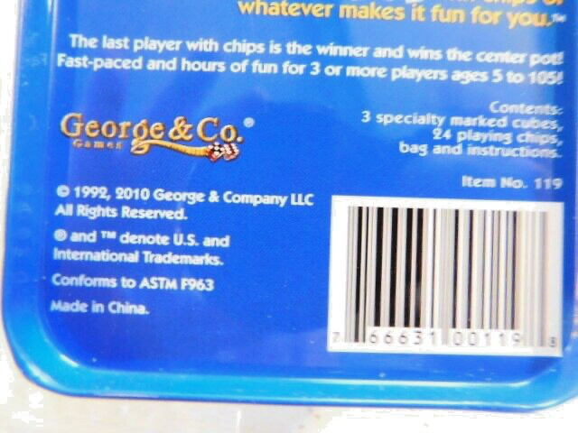 The Original LCR Left Center Right Dice Game Blue Tin George & Company
