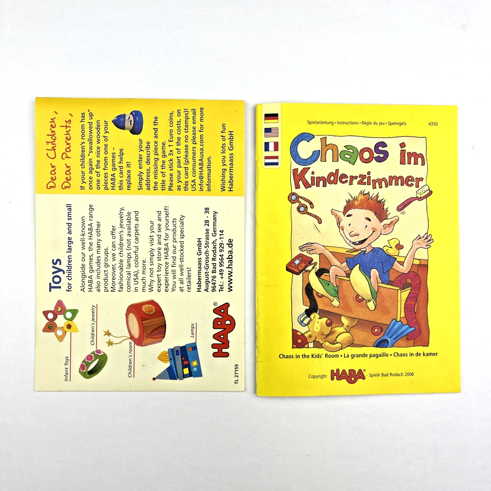 HABA Chaos in the Kids’ Room 2006 Children’s Tile Matching Game Germany COMPLETE
