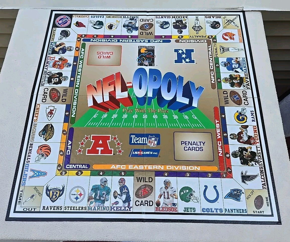 NFL-OPOLY Vintage NFL Football Board Game By TDC Games 1994 EUC