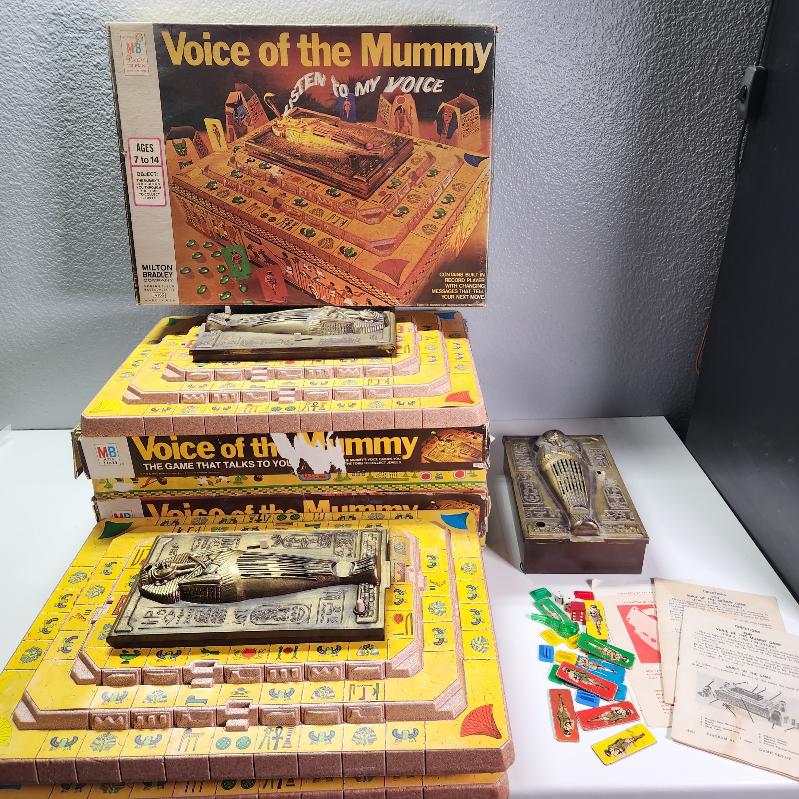 3 Milton Bradley Board Game – 1971 – VOICE OF THE MUMMY – w/Box For Parts AS IS