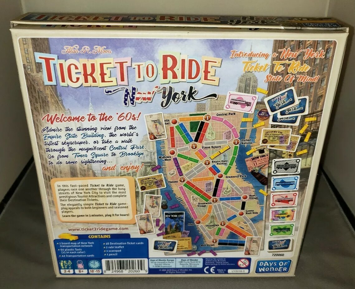 Ticket To Ride: 60’s New York – Days of Wonder Board Game New Sealed Ages 8+