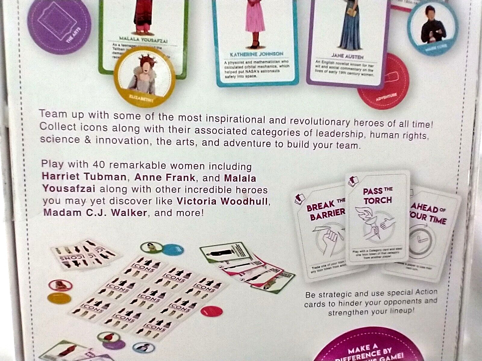 ICONS A Strategy Game about Women Who Play To Win, NEW, Ages 8+, 2-8 Players