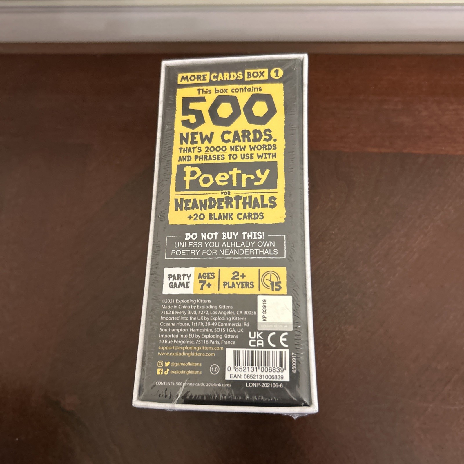 Exploding Kittens – Poetry for Neanderthals – More Cards Box 1 – 500 ct – NEW