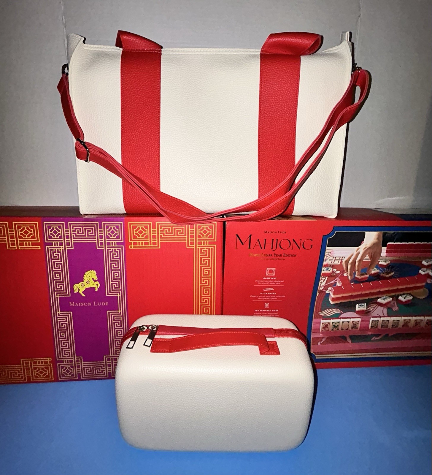 Deluxe Acrylic HORSE LUNAR YEAR Edition Mahjong Starter Kit Maison Lude Open Box