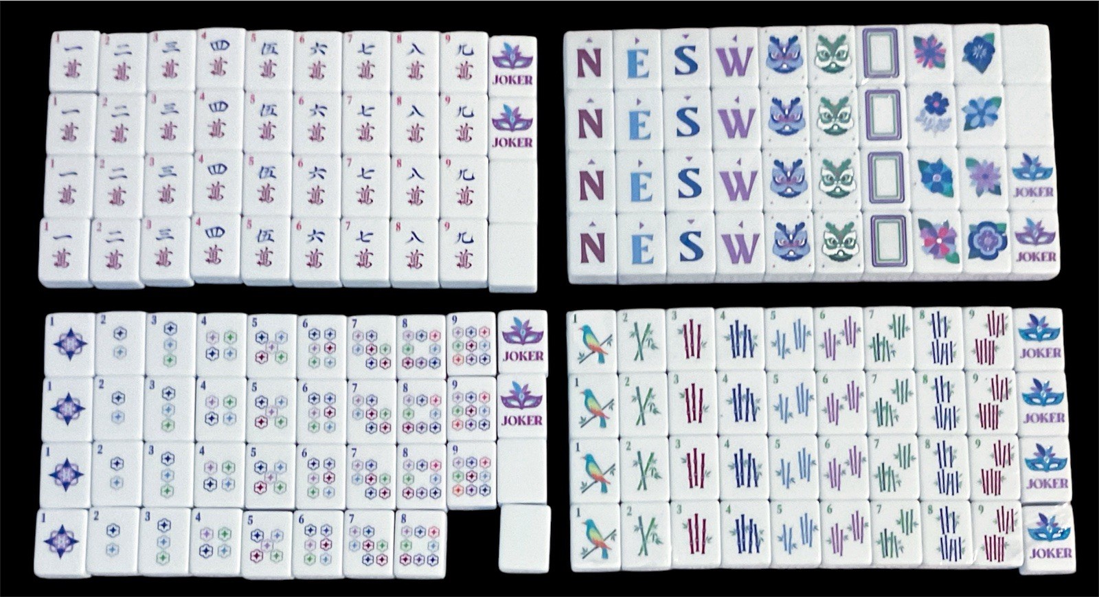Blue American Mah Jong Mahjong 1.2” Tile Set 159 Pcs Tiles Missing One Number 9