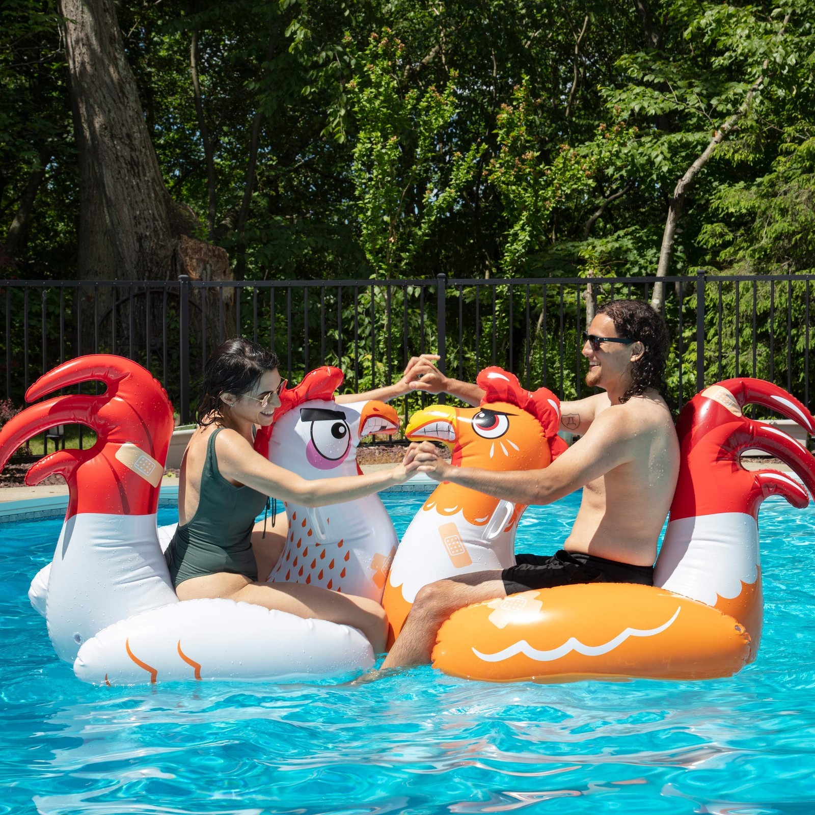 Inflatable Pool Float Game Set 2 Giant Battle Ride Ons Chicken Fight