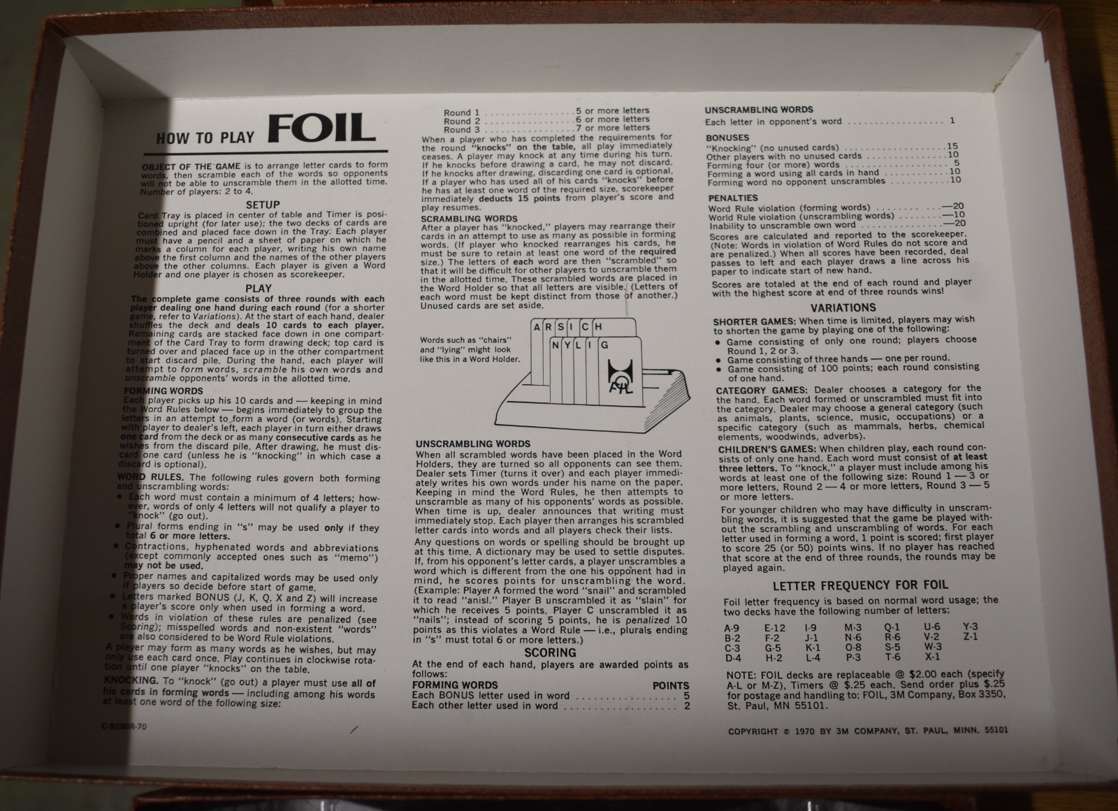 Vintage 1970 FOIL 3M Bookshelf Game of Words and Wits – Complete