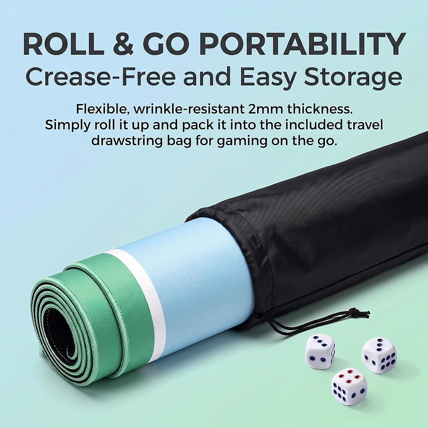 Green White Light Blue Mahjong Mat 31.5X31.5 Inch Thick Neoprene Waterproof