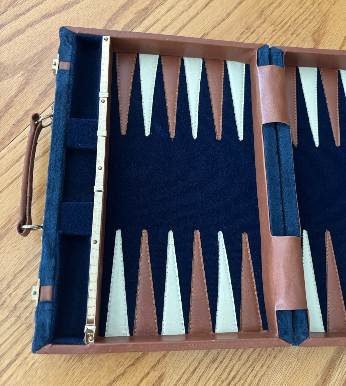 Aries Blue Suede Backgammon Set – 15″ x 10-1/2” – Complete