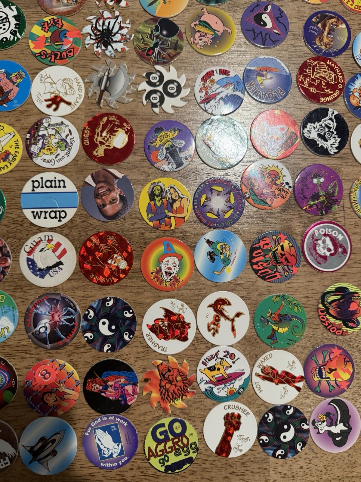 Vintage 1990s POG Lot 200+ Milk Caps Poison Marvel Ghostbusters Foil