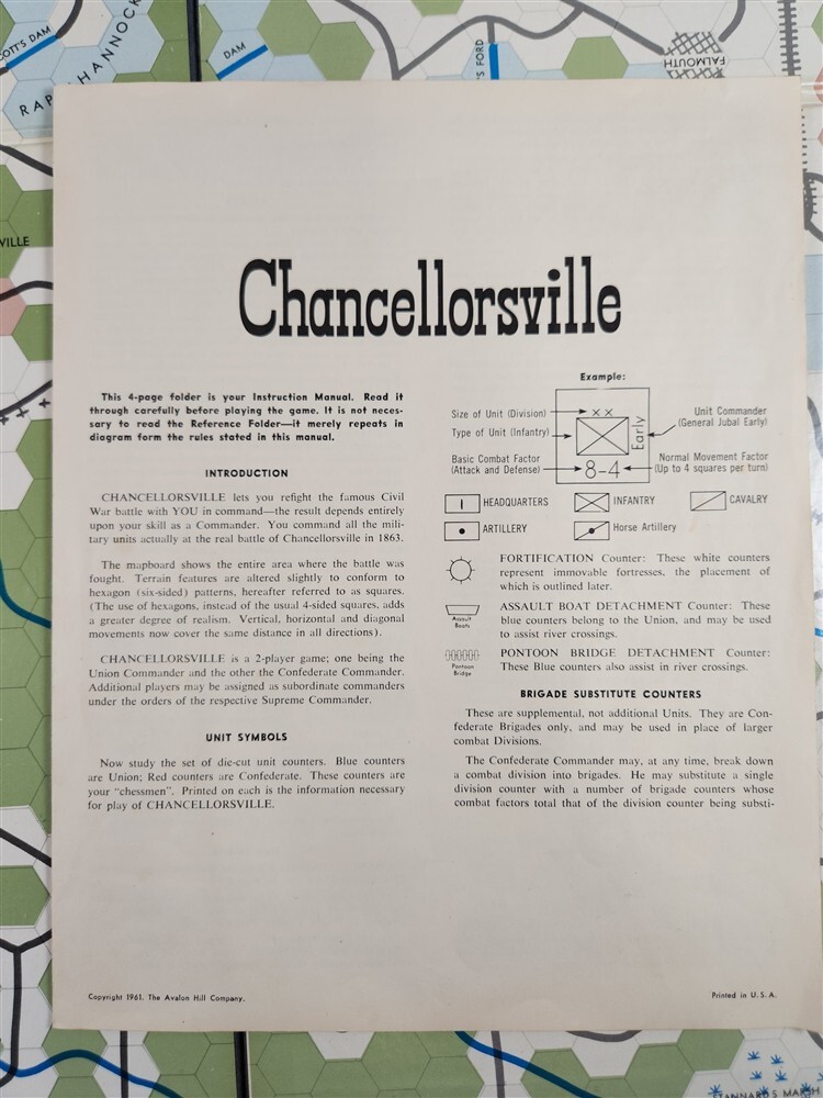 Chancellorsville America’s Civil War Battle Game ~ Avalon Hill 1961 VTG