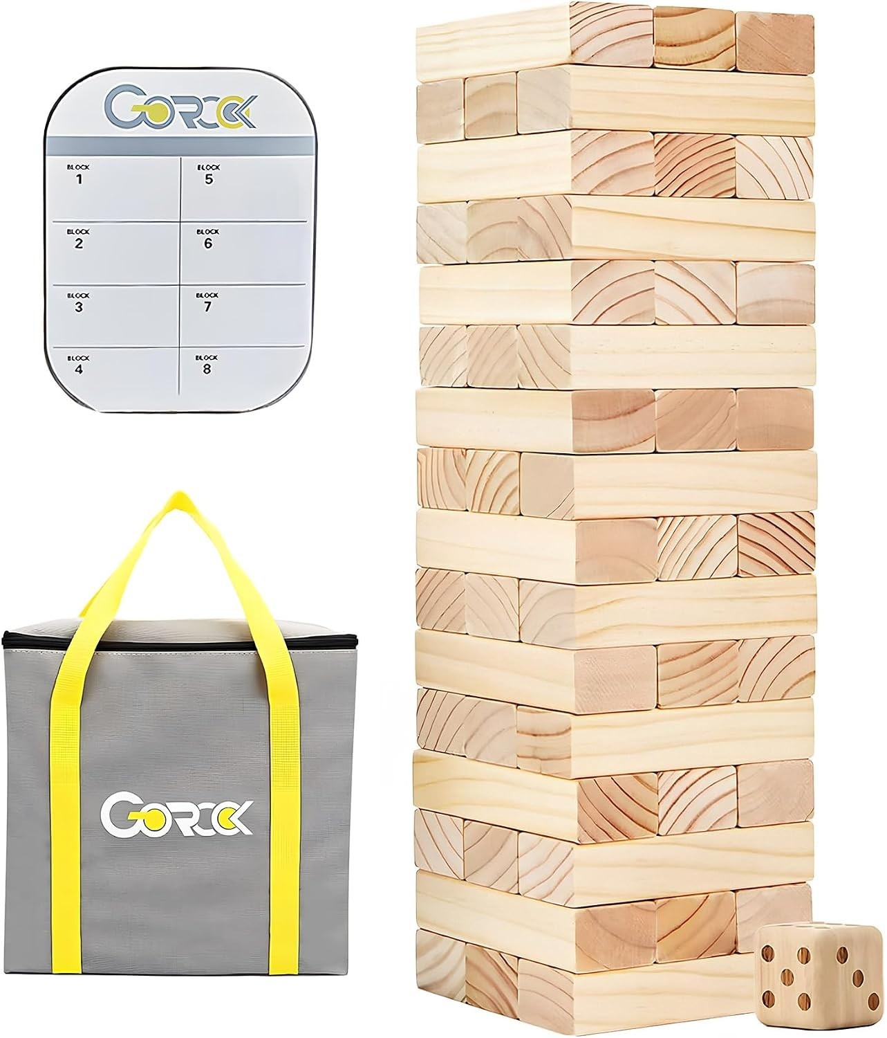 Giant Tumbling Tower Game – 57 Pcs Wooden Block Set, 4.2FT High Fun for All Ages